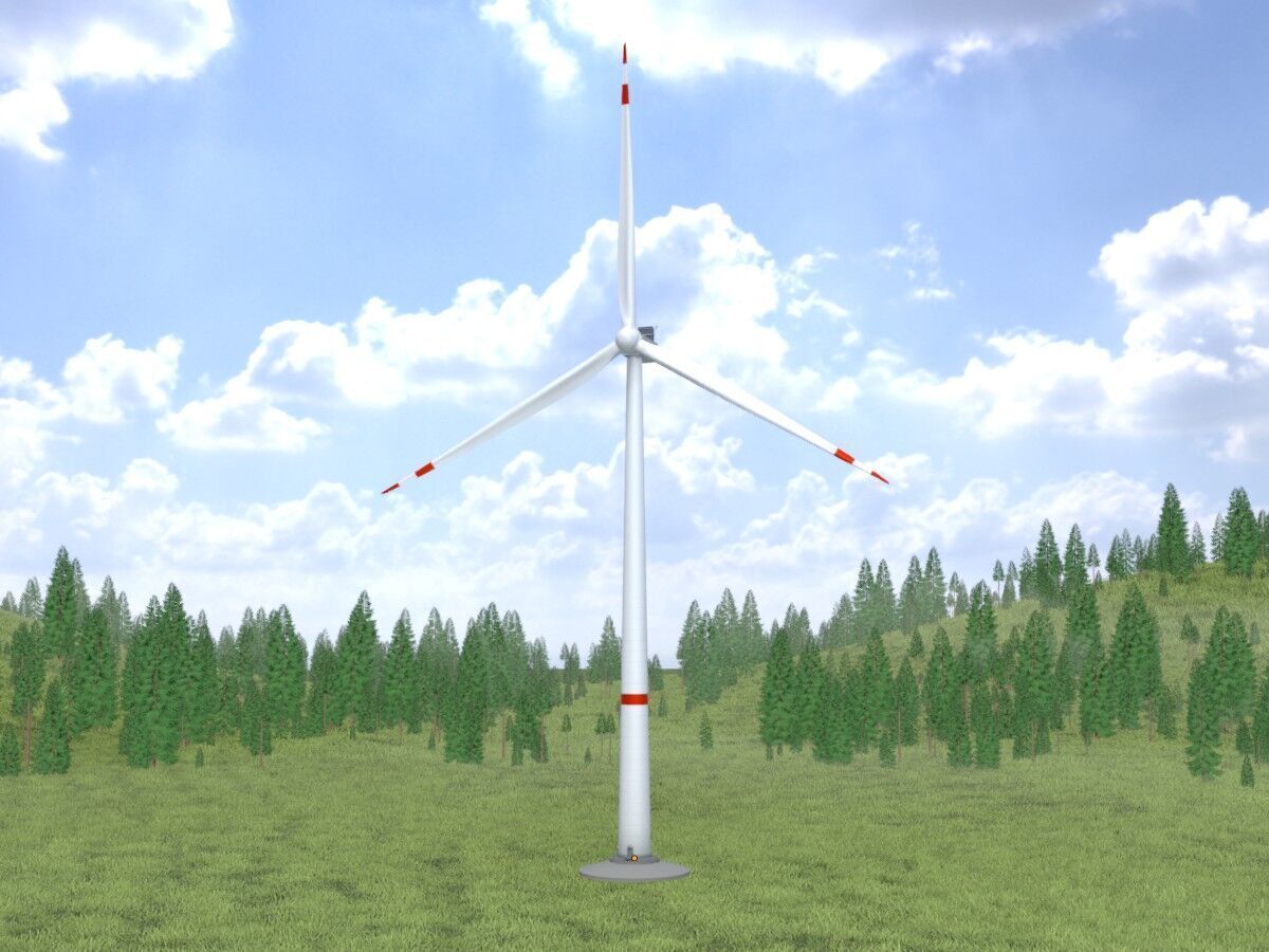 Wind-turbine with foundation V1 H-138 RD 162 m Low-poly 3D model_13