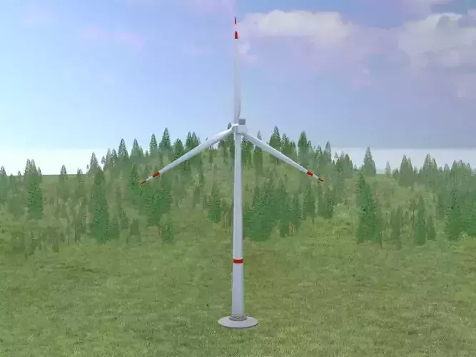 Wind-turbine with foundation V1 H-138 RD 162 m Low-poly 3D model