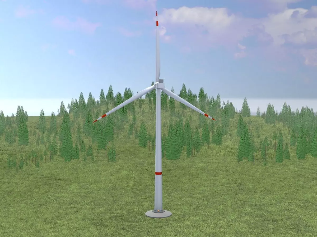Wind-turbine with foundation V1 H-138 RD 162 m Low-poly 3D model_0