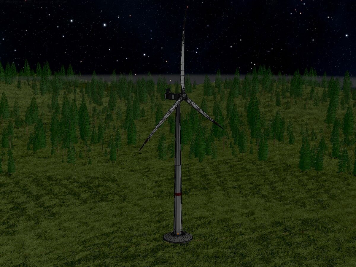 Wind-turbine with foundation V1 H-138 RD 162 m Low-poly 3D model_8