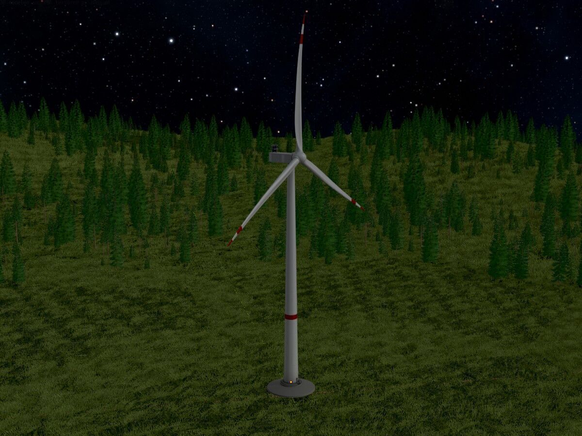 Wind-turbine with foundation V1 H-138 RD 162 m Low-poly 3D model_17