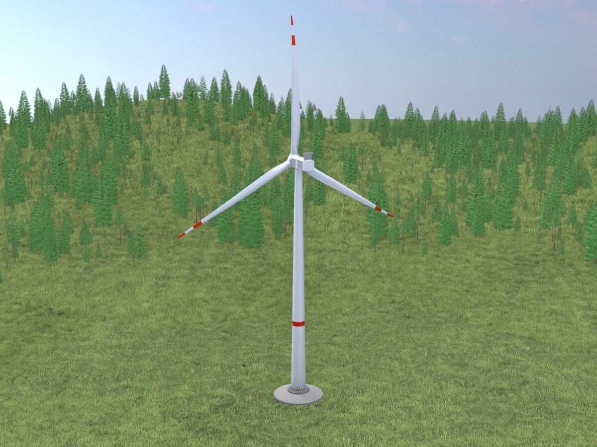 Wind-turbine with foundation V1 H-138 RD 162 m Low-poly 3D model_19