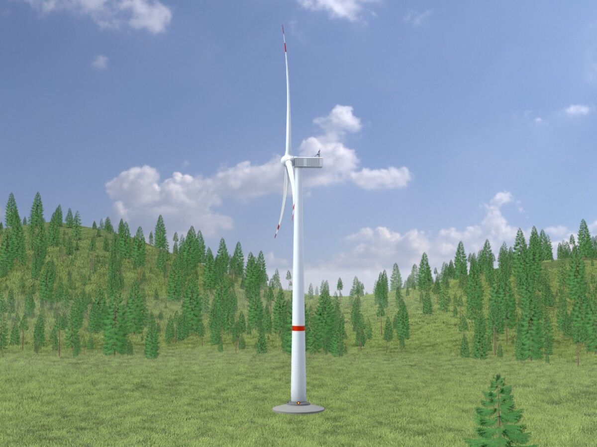 Wind-turbine with foundation V1 H-138 RD 162 m Low-poly 3D model_3