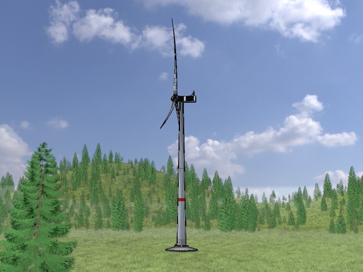 Wind-turbine with foundation V1 H-138 RD 162 m Low-poly 3D model_6