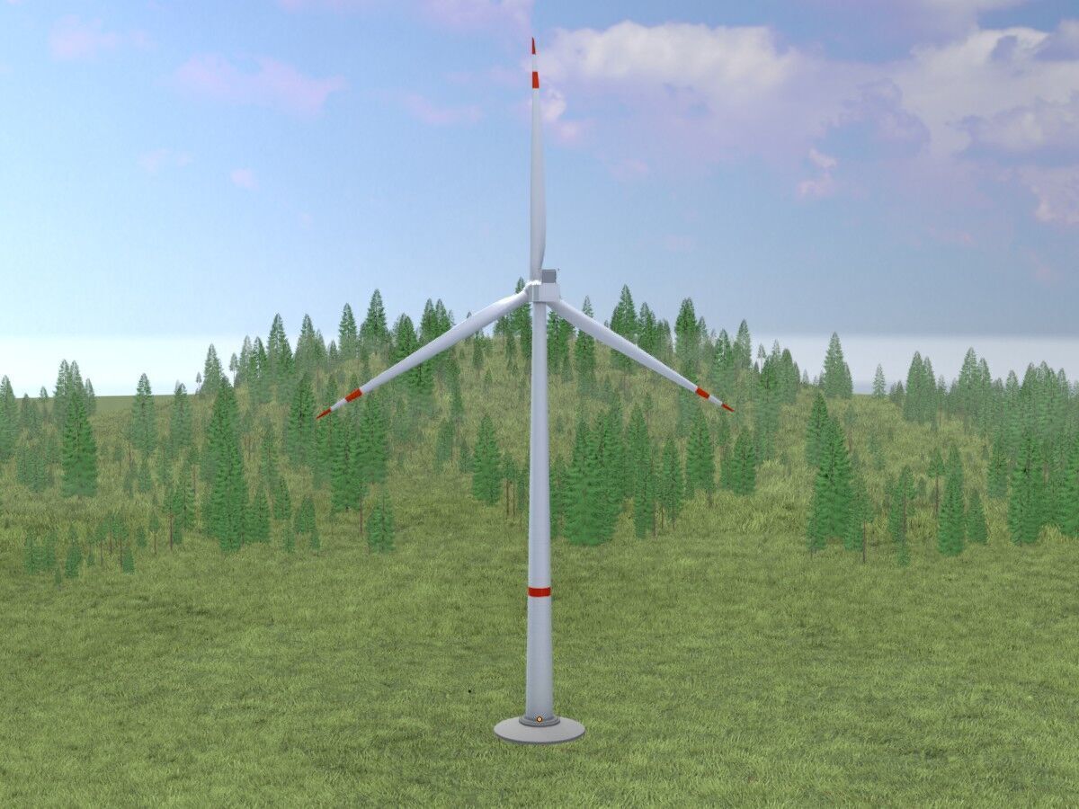 Wind-turbine with foundation V1 H-138 RD 162 m Low-poly 3D model_15