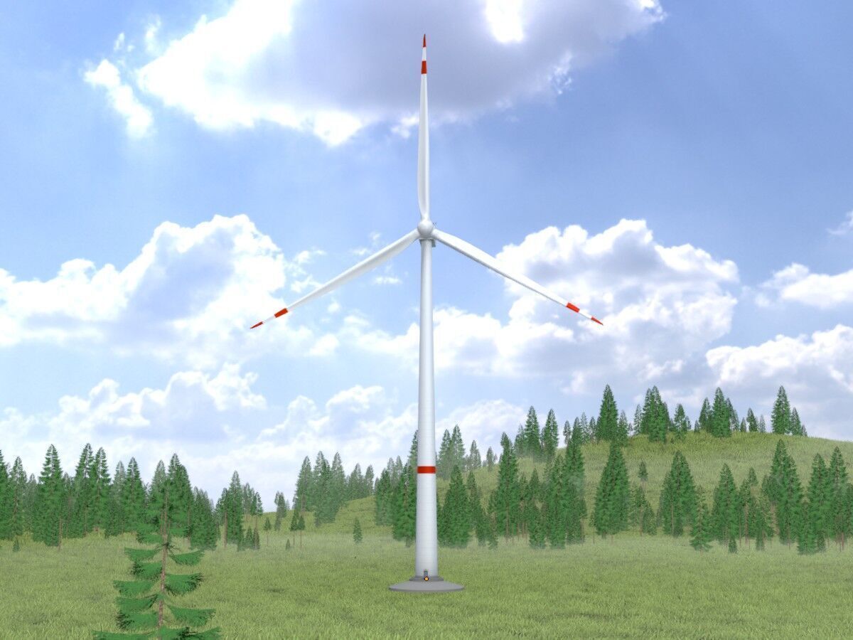 Wind-turbine with foundation V1 H-138 RD 162 m Low-poly 3D model_2