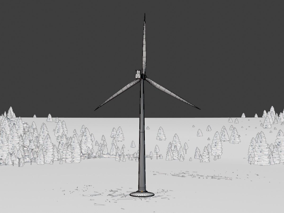 Wind-turbine with foundation V1 H-138 RD 162 m Low-poly 3D model_11