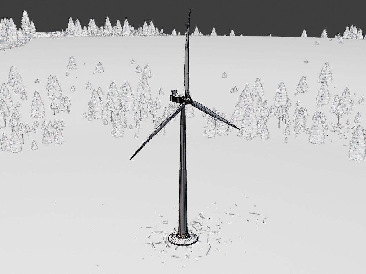 Wind-turbine with foundation V1 H-138 RD 162 m Low-poly 3D model_12