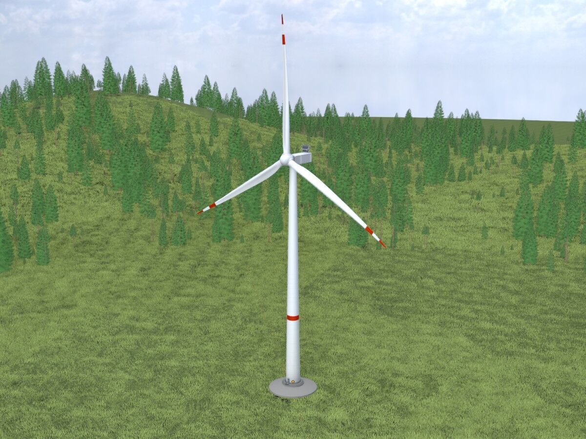 Wind-turbine with foundation V1 H-138 RD 162 m Low-poly 3D model_18