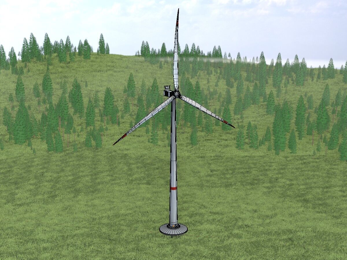 Wind-turbine with foundation V1 H-138 RD 162 m Low-poly 3D model_5