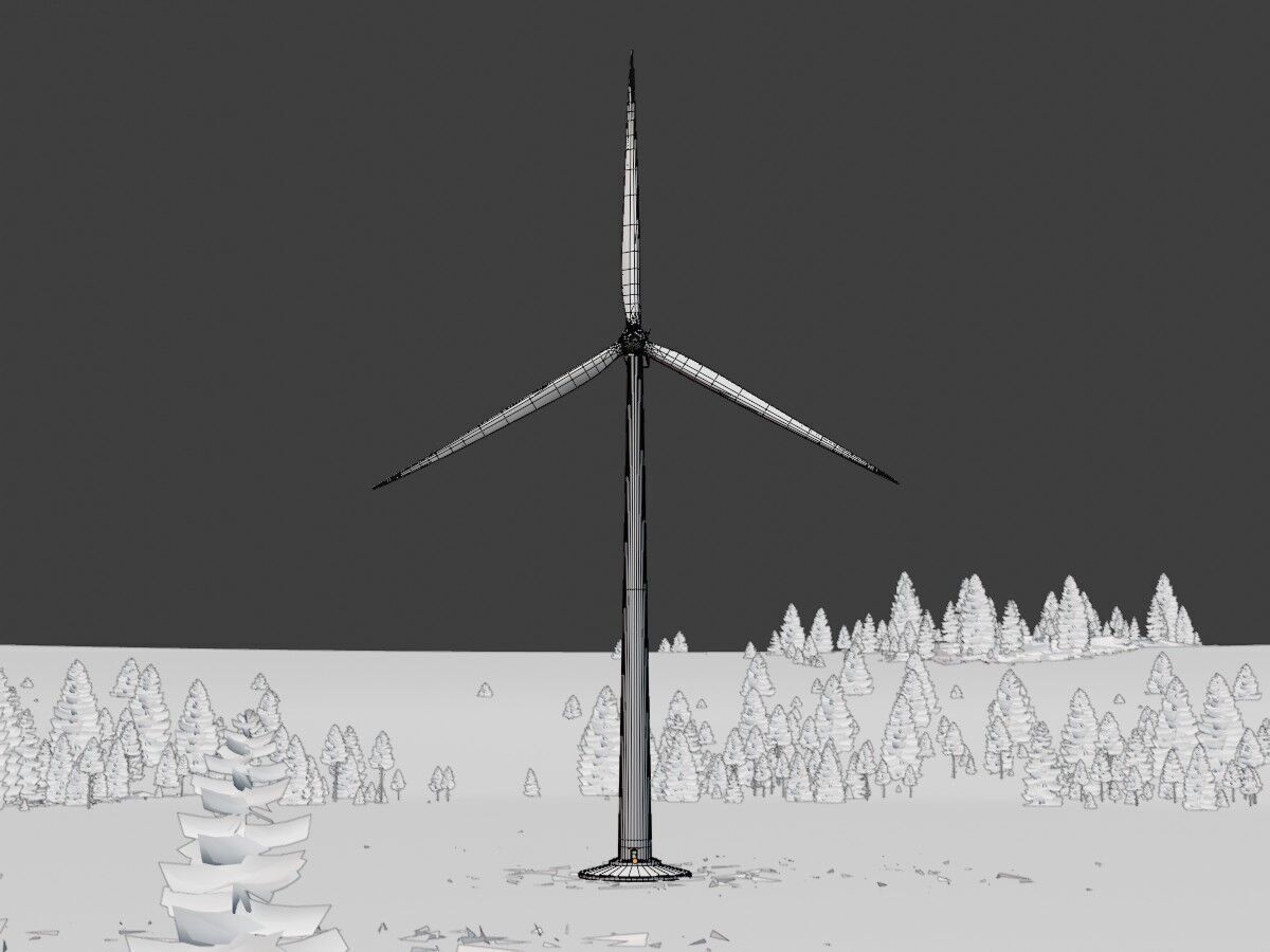 Wind-turbine with foundation V1 H-138 RD 162 m Low-poly 3D model_9