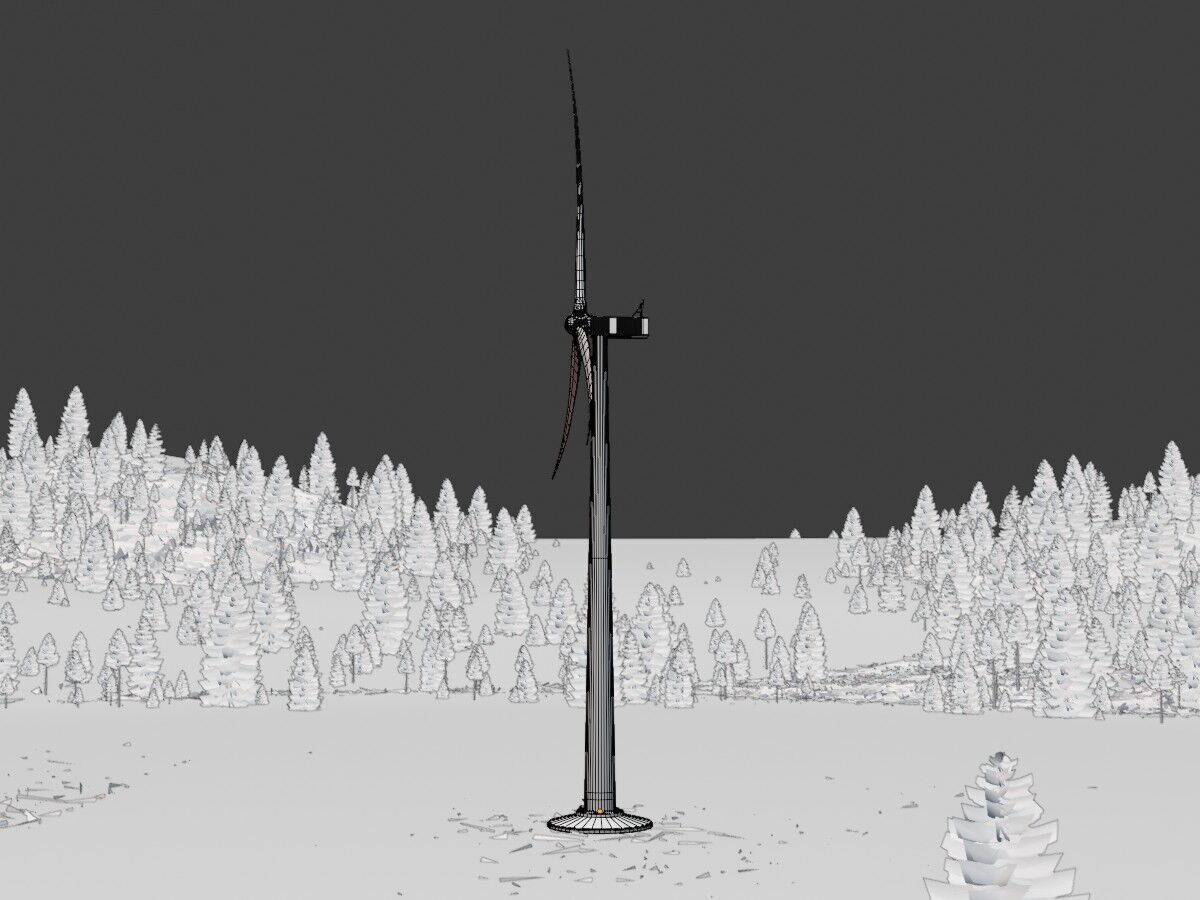 Wind-turbine with foundation V1 H-138 RD 162 m Low-poly 3D model_10