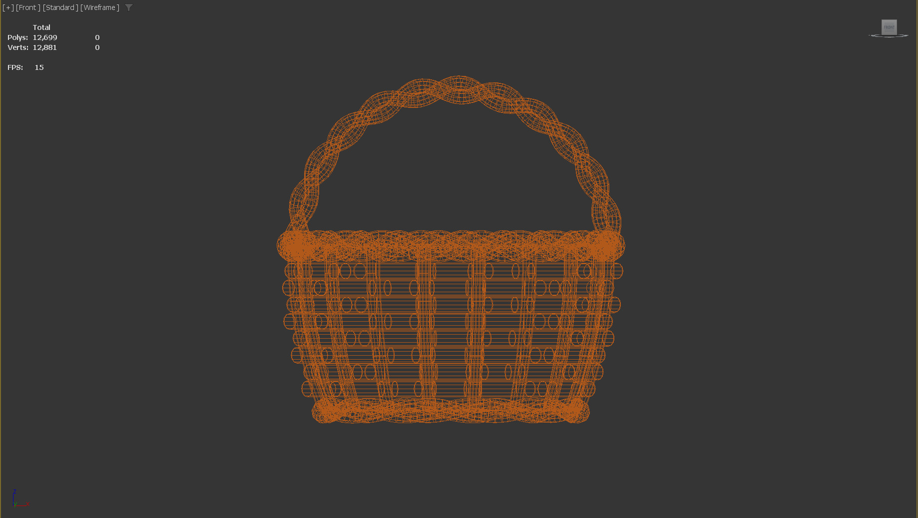 Stylized Wicker Basket Low-poly 3D model_11