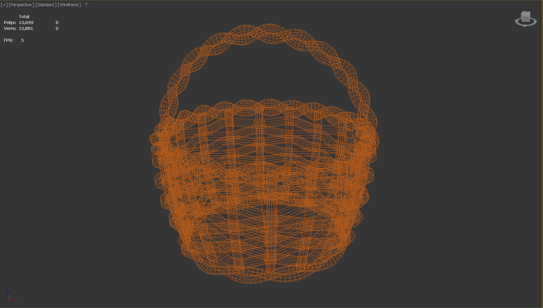 Stylized Wicker Basket Low-poly 3D model_10