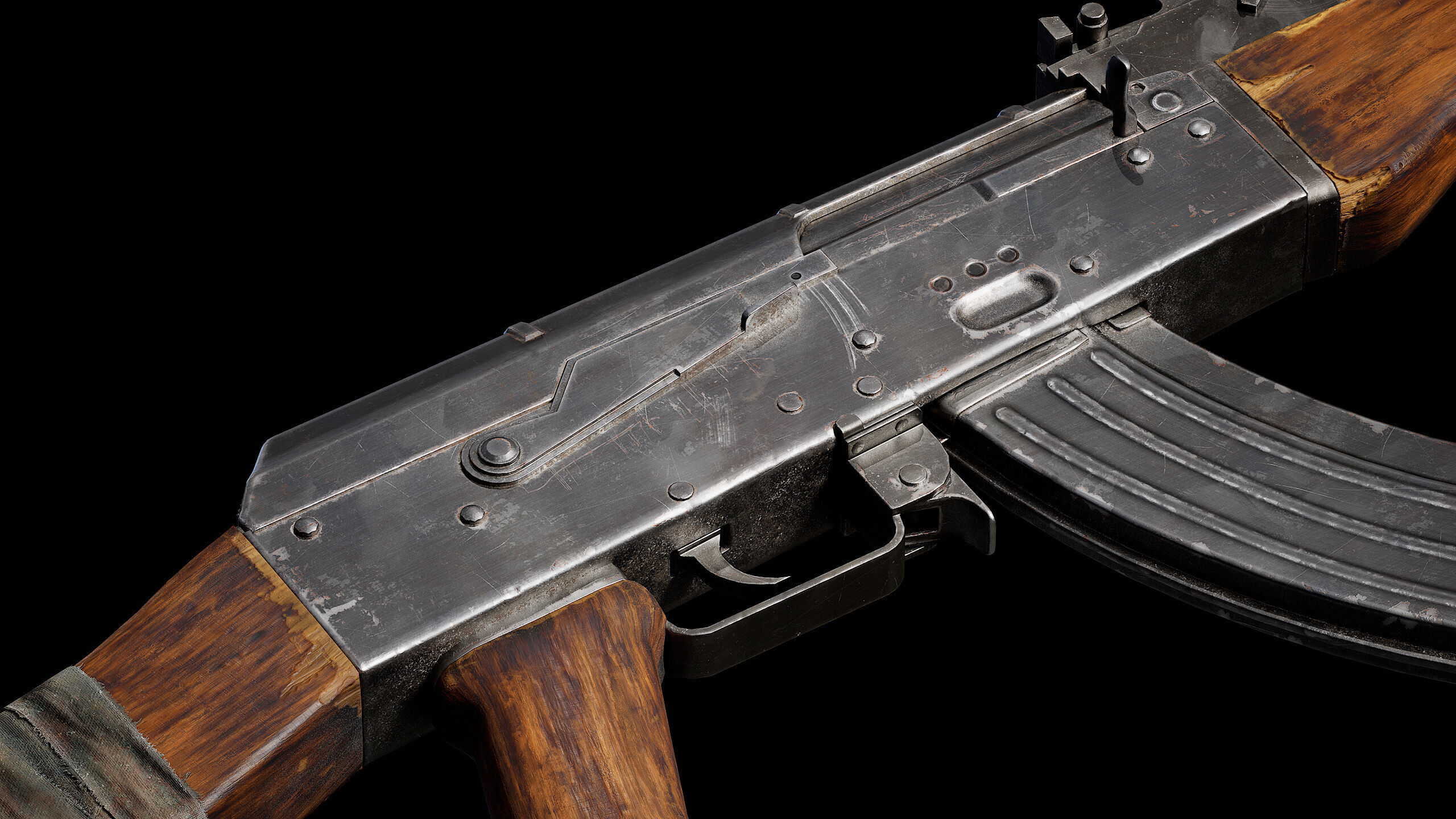 AK47 Gun Low-poly 3D model_3