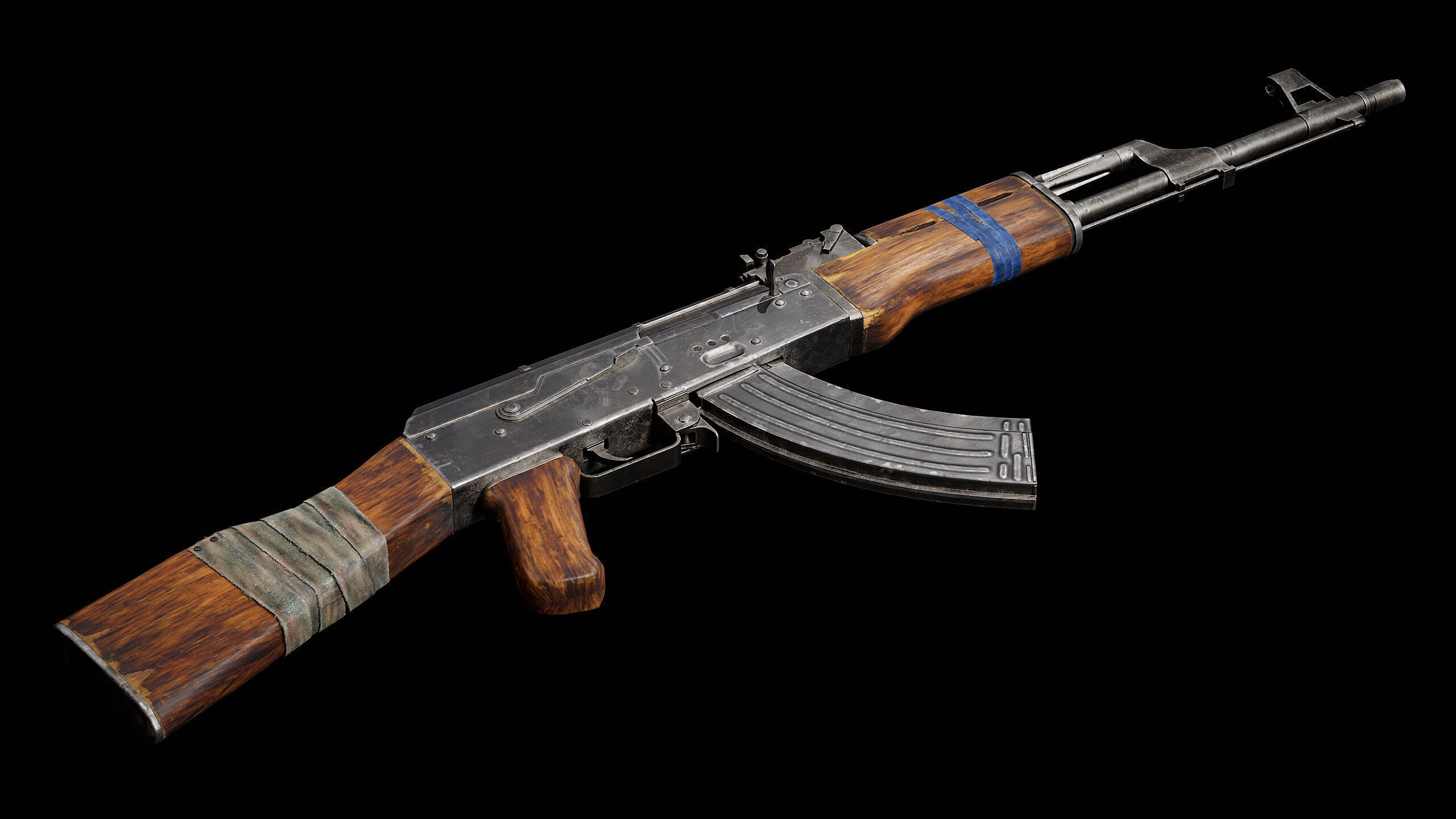 AK47 Gun Low-poly 3D model_7