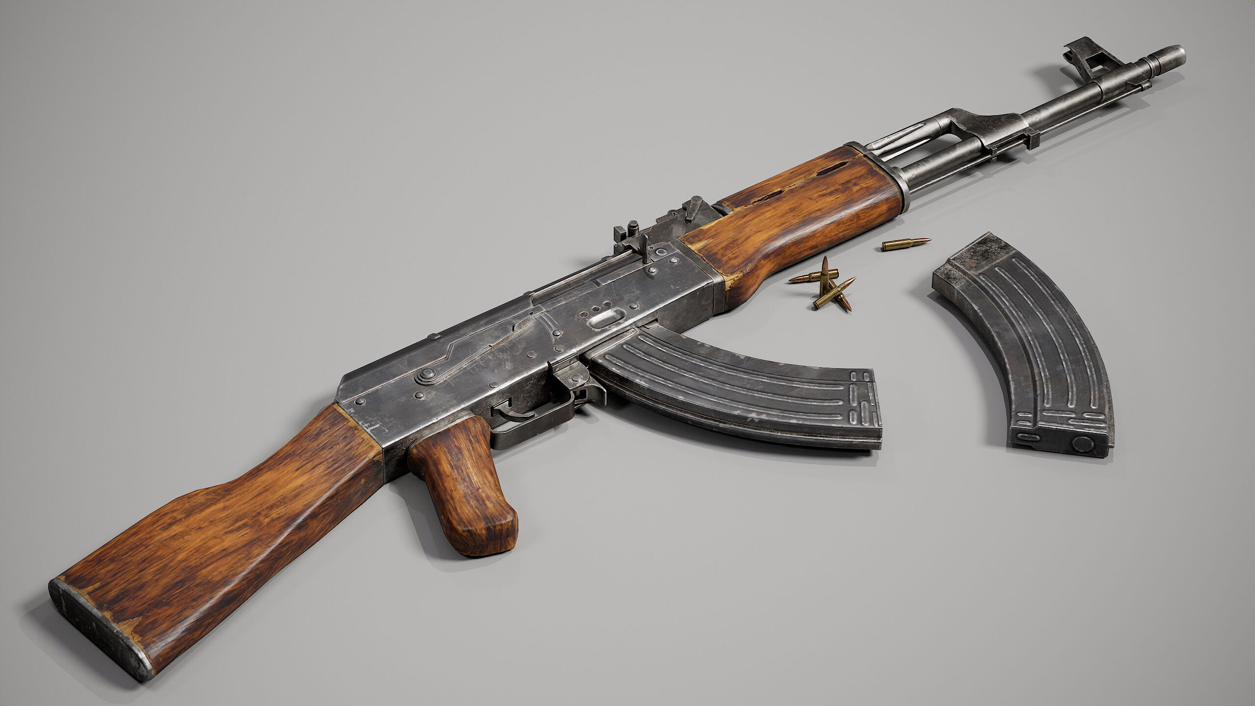 AK47 Gun Low-poly 3D model_6