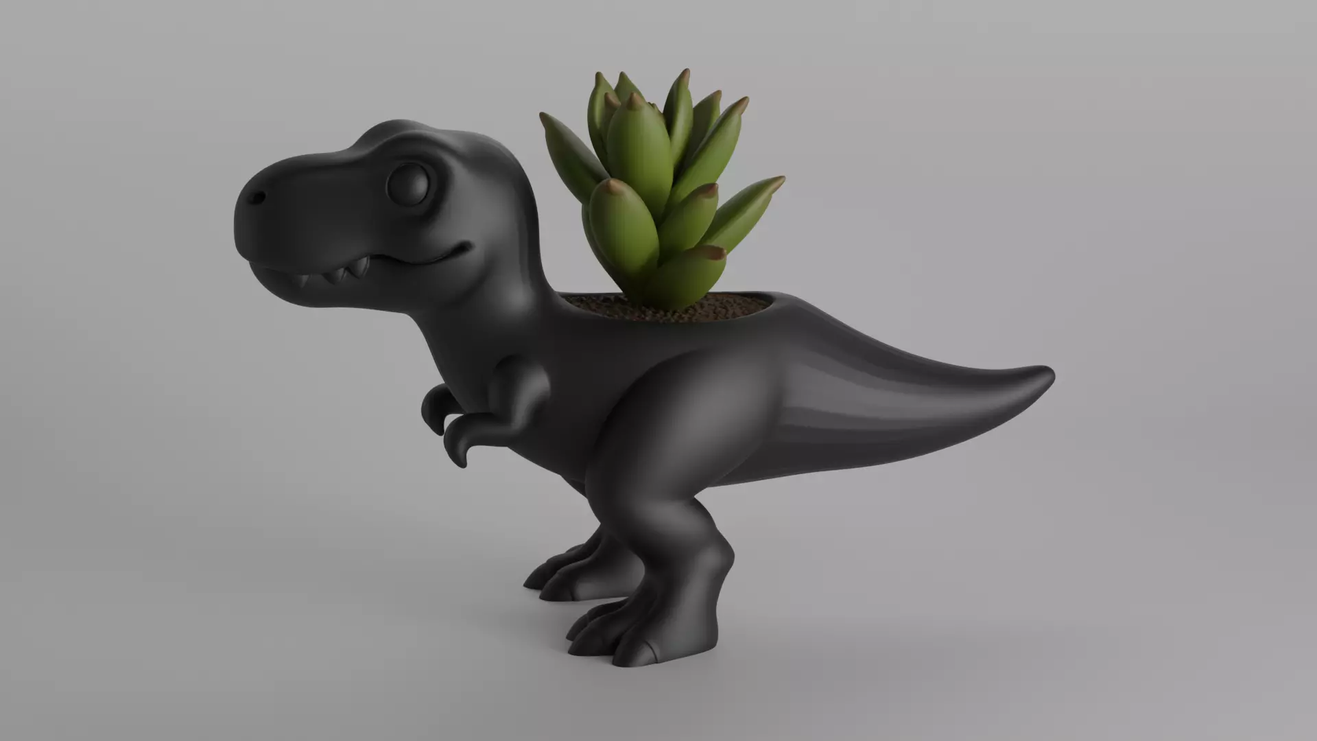 Cute T-Rex Dinosaur Shaped Planter or Desk Organizer 3D print model