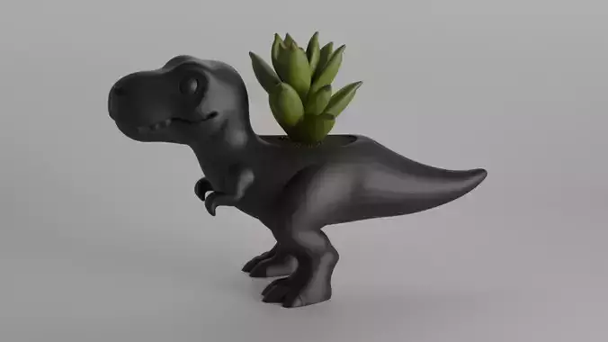 Cute T-Rex Dinosaur Shaped Planter or Desk Organizer 3D print model