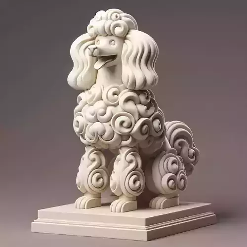 646  Laughing Poodle   Totem   Full Body   3D Model