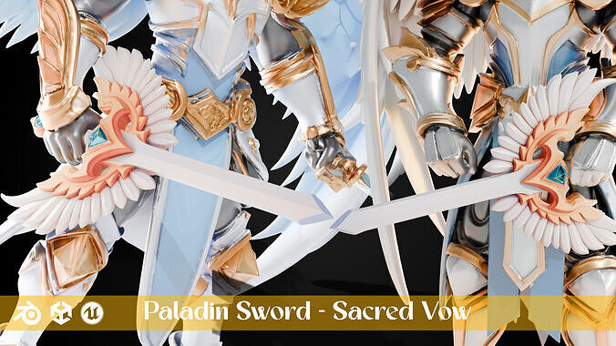 Stylized Sword - Paladin Sword Sacred Vow - Game Ready 3D model