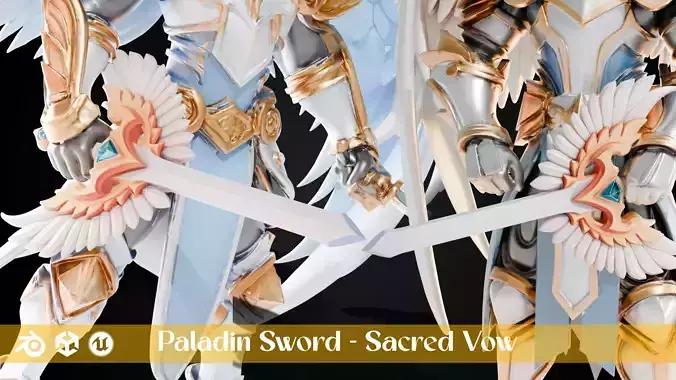 Stylized Sword - Paladin Sword Sacred Vow - Game Ready