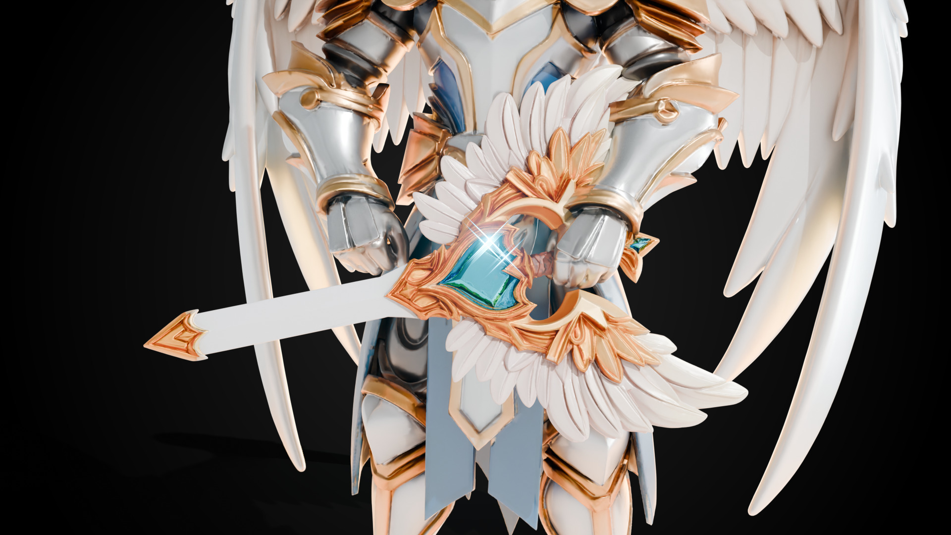 Stylized Sword - Paladin Sword Radiant Oath - Game Ready 3D model_4