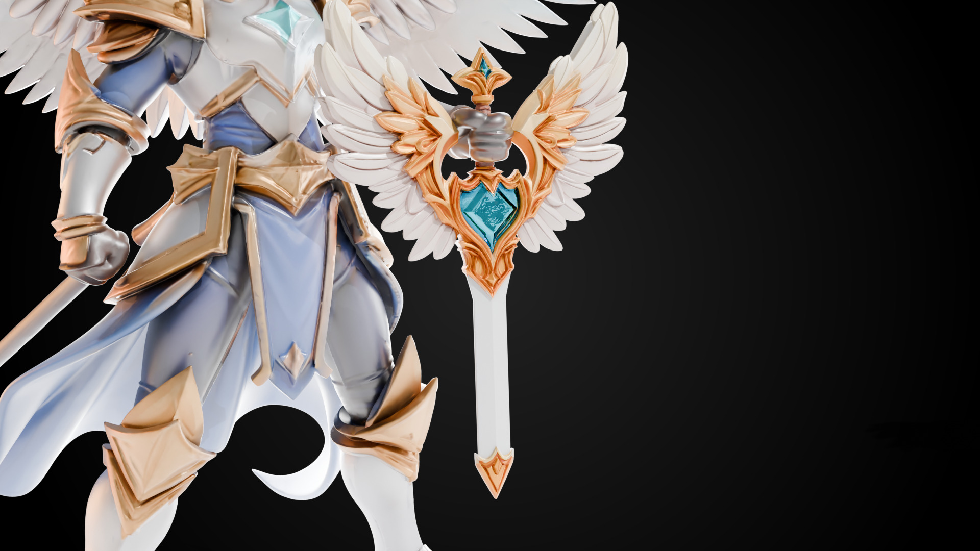 Stylized Sword - Paladin Sword Radiant Oath - Game Ready 3D model_3