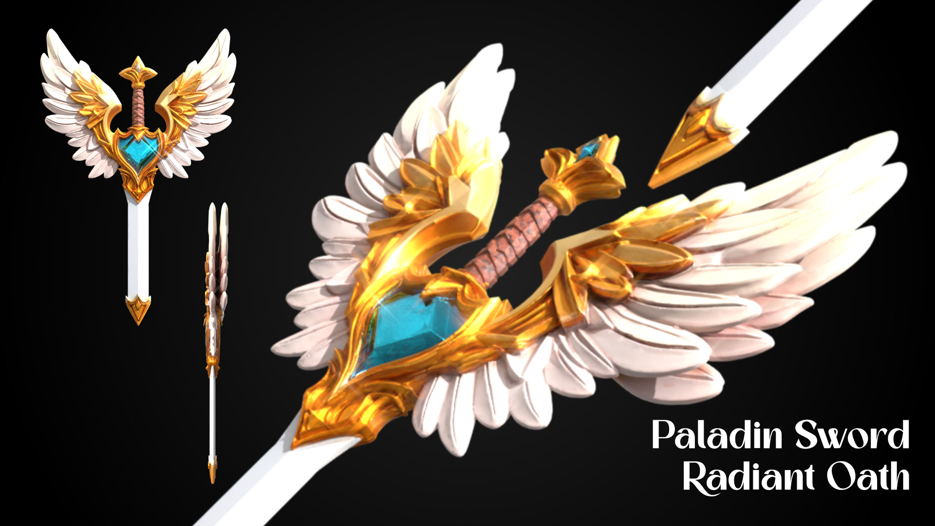 Stylized Sword - Paladin Sword Radiant Oath - Game Ready 3D model_5