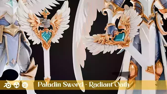 Stylized Sword - Paladin Sword Radiant Oath - Game Ready 3D model