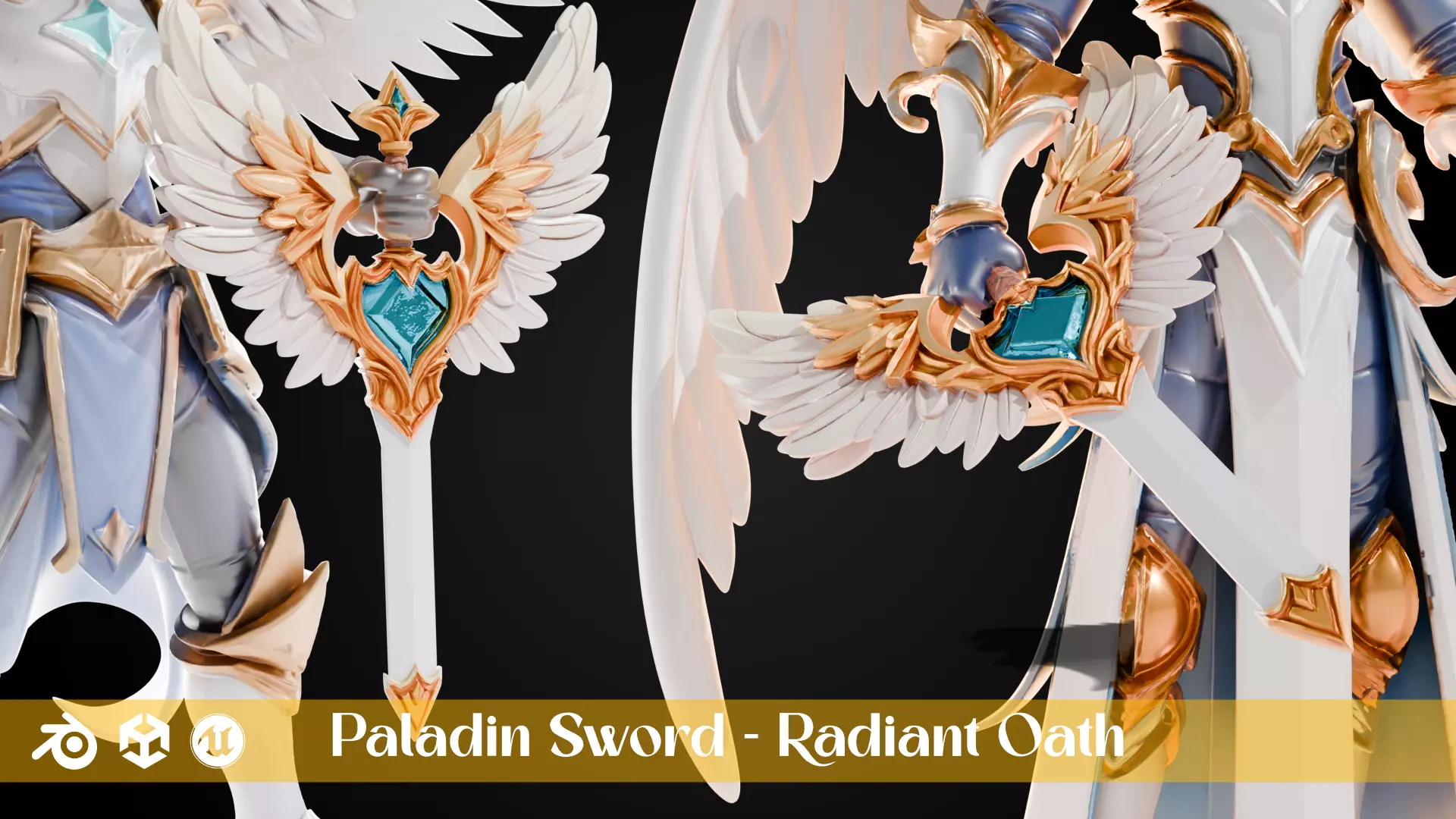 Stylized Sword - Paladin Sword Radiant Oath - Game Ready 3D model_0