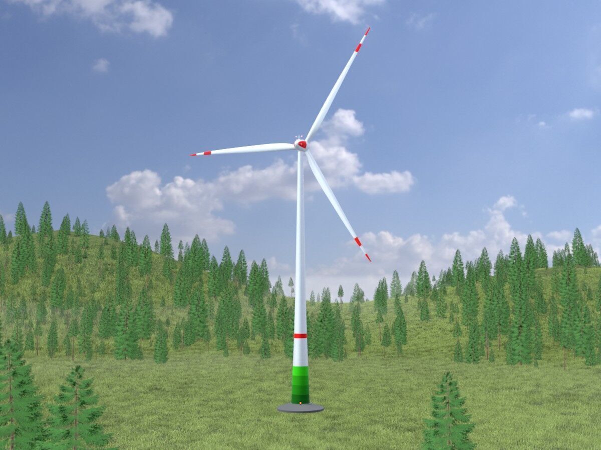 Wind-turbine with foundation E82 H-162 RD 162 m 3D model_2