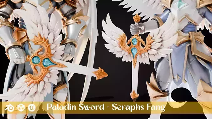 Stylized Sword - Paladin Sword Seraphs Fang - Game Ready