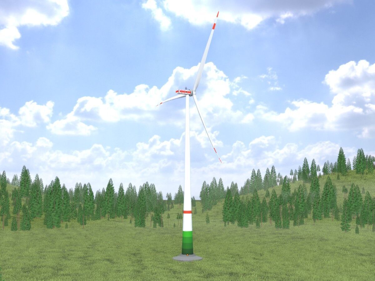 Wind-turbine with foundation E1 H-163 RD 172 m Low-poly 3D model_13