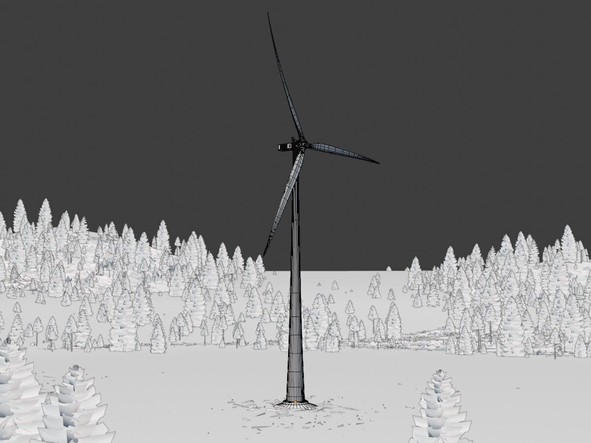 Wind-turbine with foundation E1 H-163 RD 172 m Low-poly 3D model_10