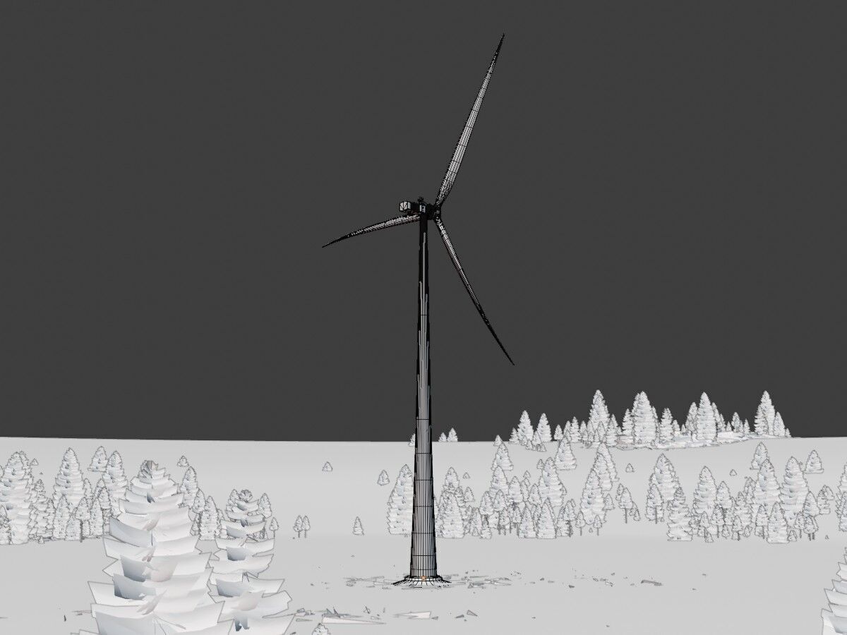 Wind-turbine with foundation E1 H-163 RD 172 m Low-poly 3D model_9