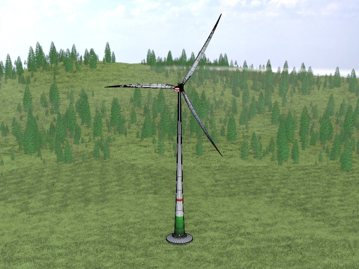 Wind-turbine with foundation E1 H-163 RD 172 m Low-poly 3D model_5