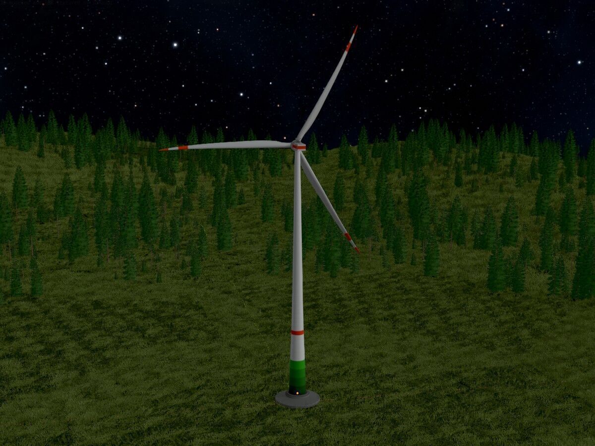 Wind-turbine with foundation E1 H-163 RD 172 m Low-poly 3D model_17