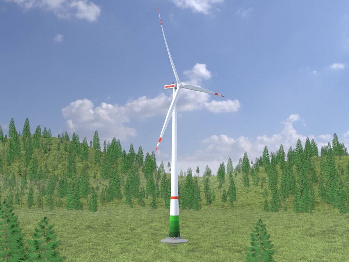 Wind-turbine with foundation E1 H-163 RD 172 m Low-poly 3D model_2