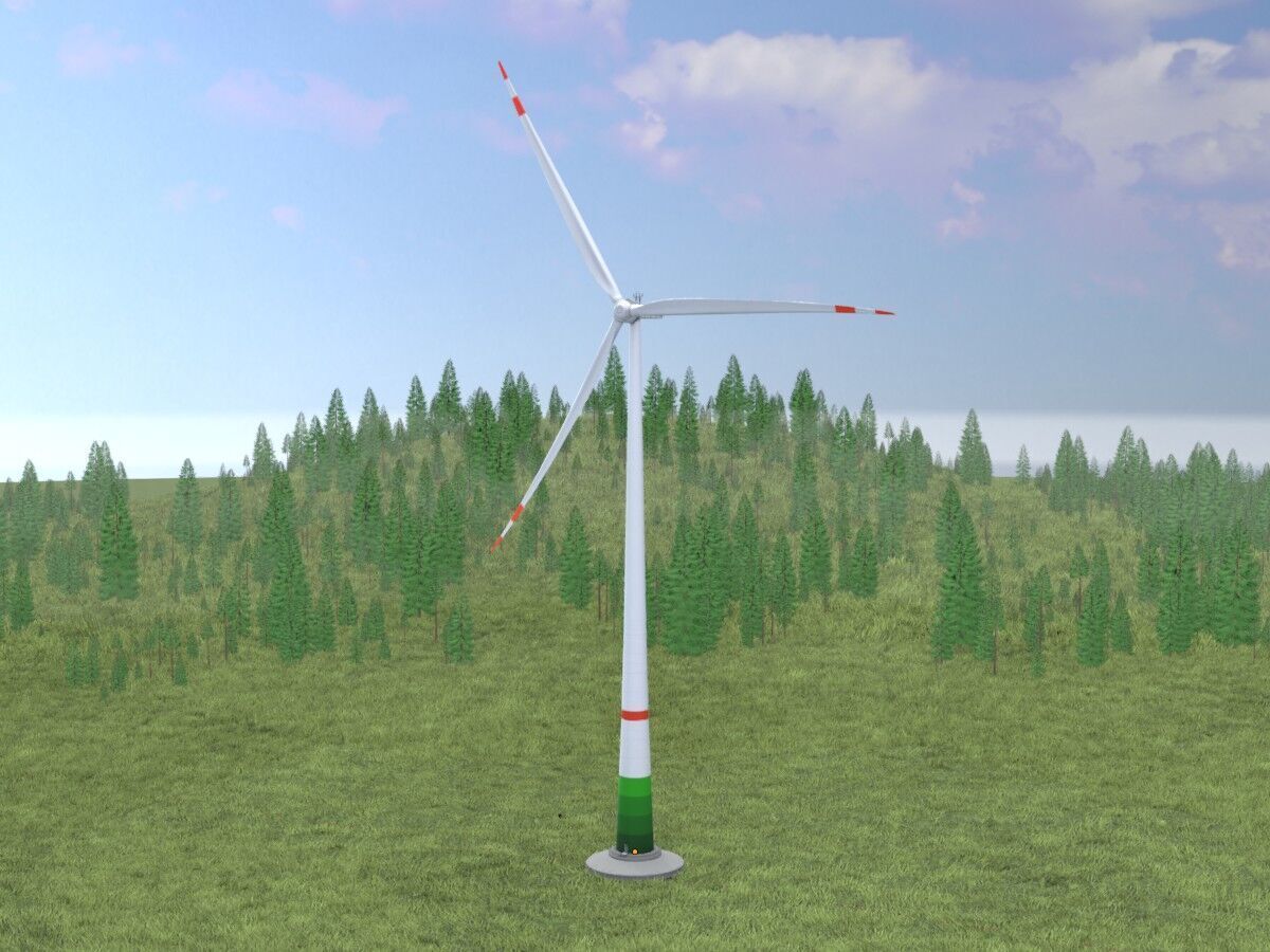 Wind-turbine with foundation E1 H-163 RD 172 m Low-poly 3D model_3