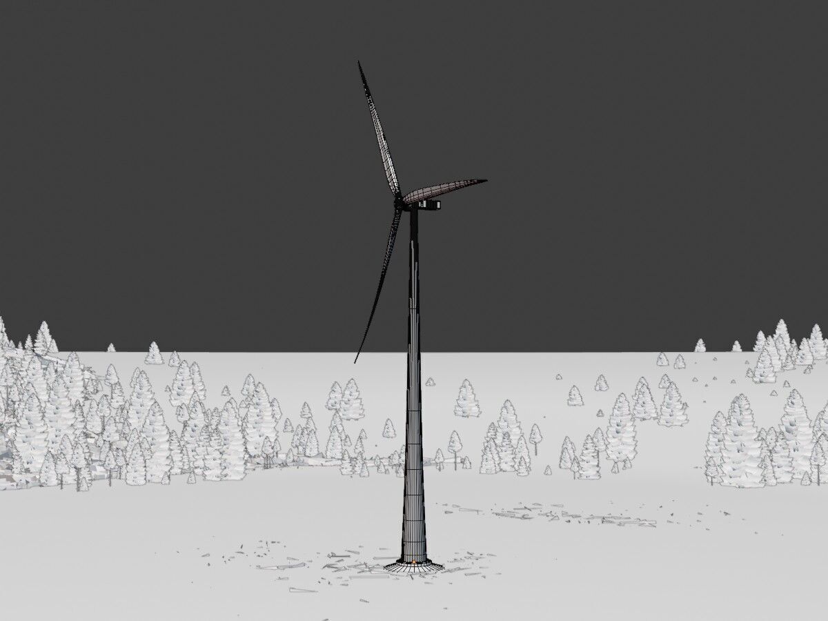 Wind-turbine with foundation E1 H-163 RD 172 m Low-poly 3D model_11
