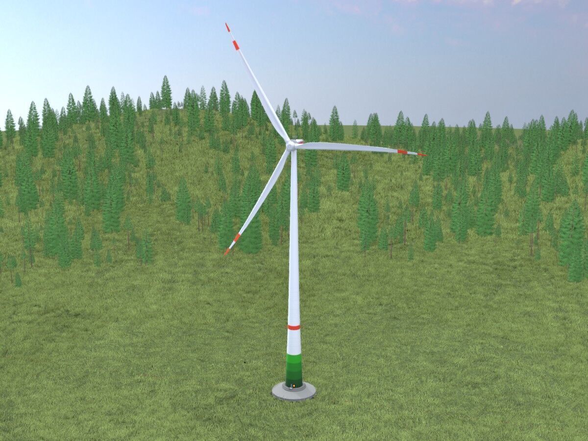 Wind-turbine with foundation E1 H-163 RD 172 m Low-poly 3D model_19