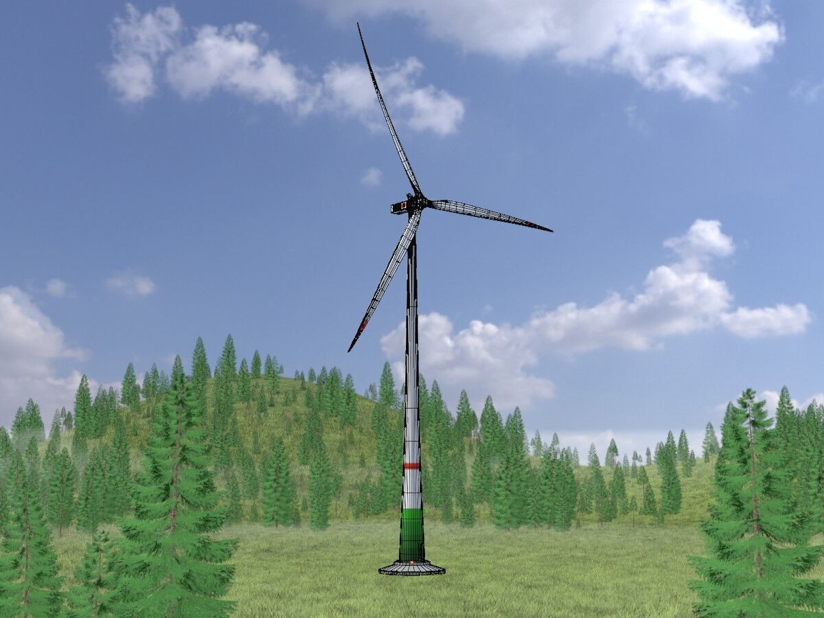 Wind-turbine with foundation E1 H-163 RD 172 m Low-poly 3D model_6