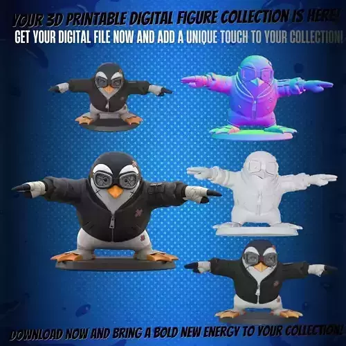 Pilot Penguin Figure  3D Printable Collectible Model