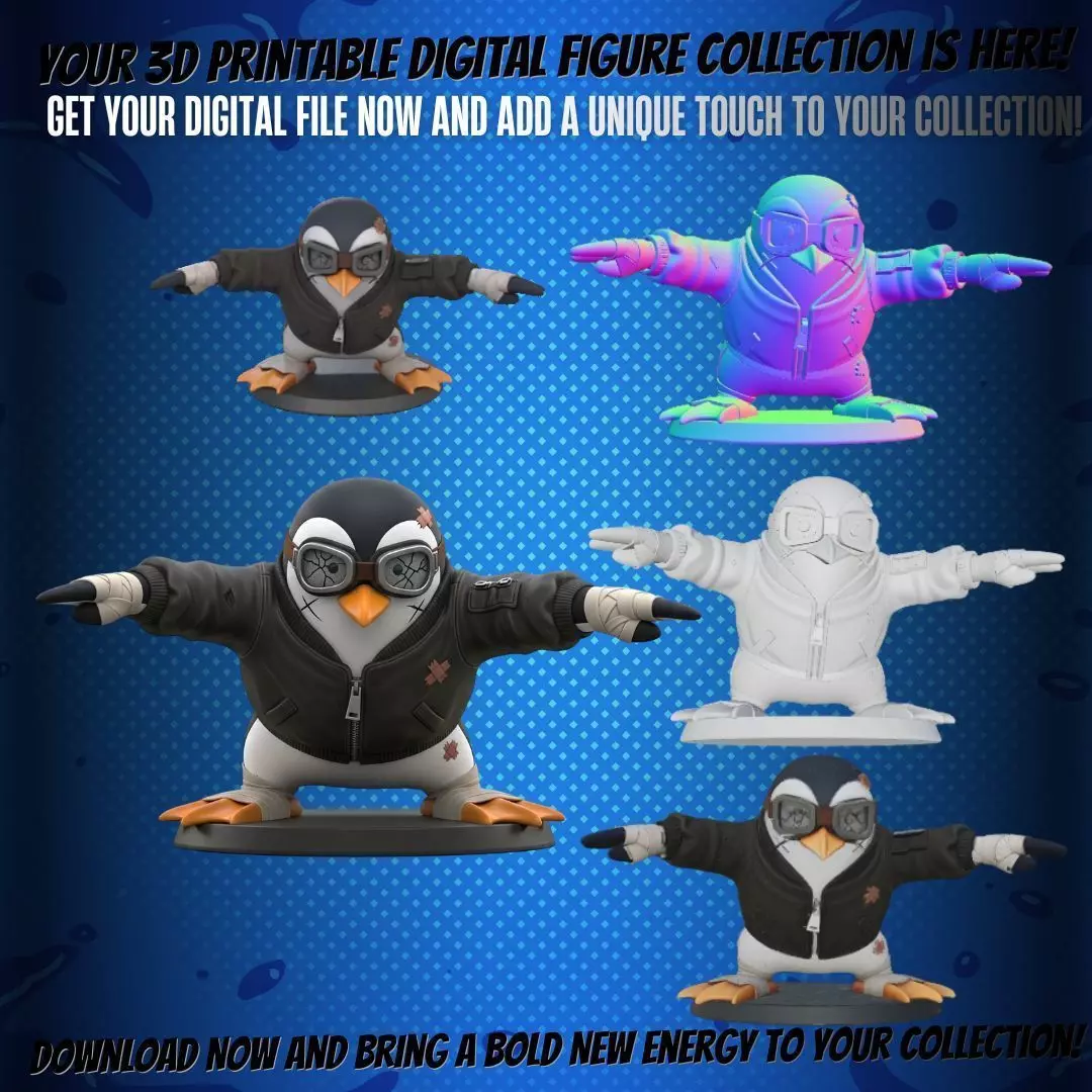 Pilot Penguin Figure 3D Printable Collectible Model 3D print model