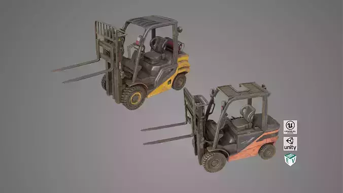  Dusty Forklift Trucks All PBR Unity UE Textures 3D Model Collection