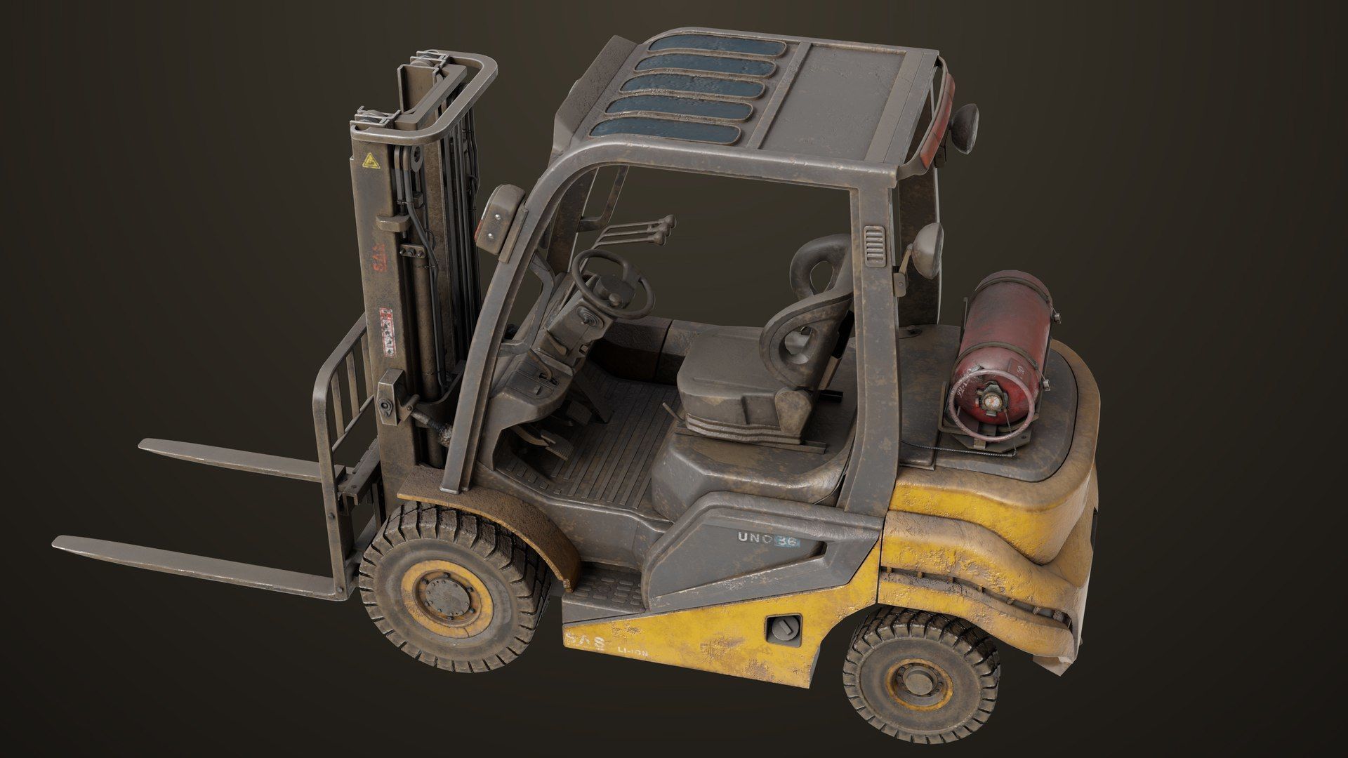  Dusty Forklift Trucks All PBR Unity UE Textures 3D Model Collection_25