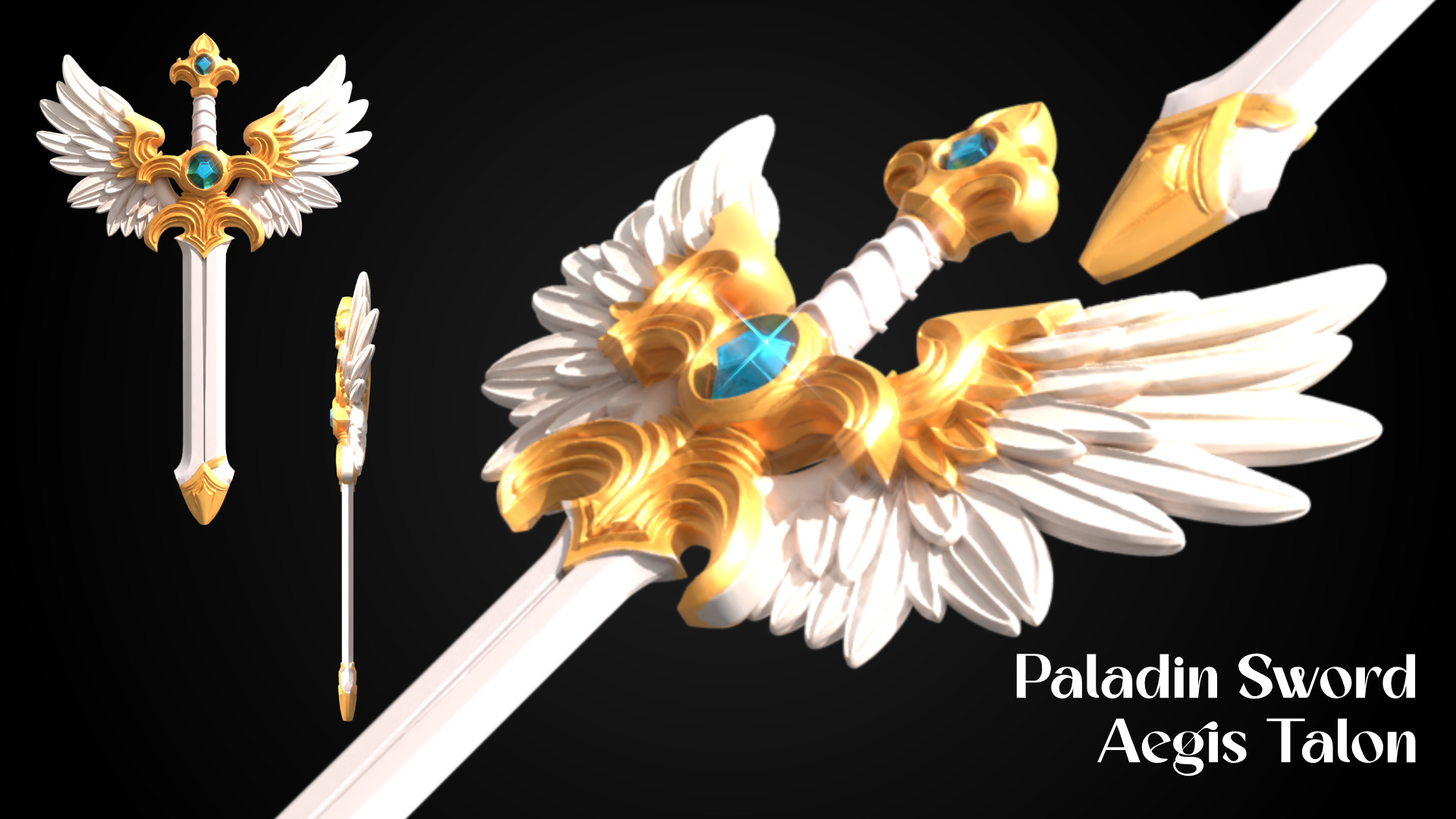 Stylized Sword - Paladin Sword Aegis Talon - Game Ready 3D model_5