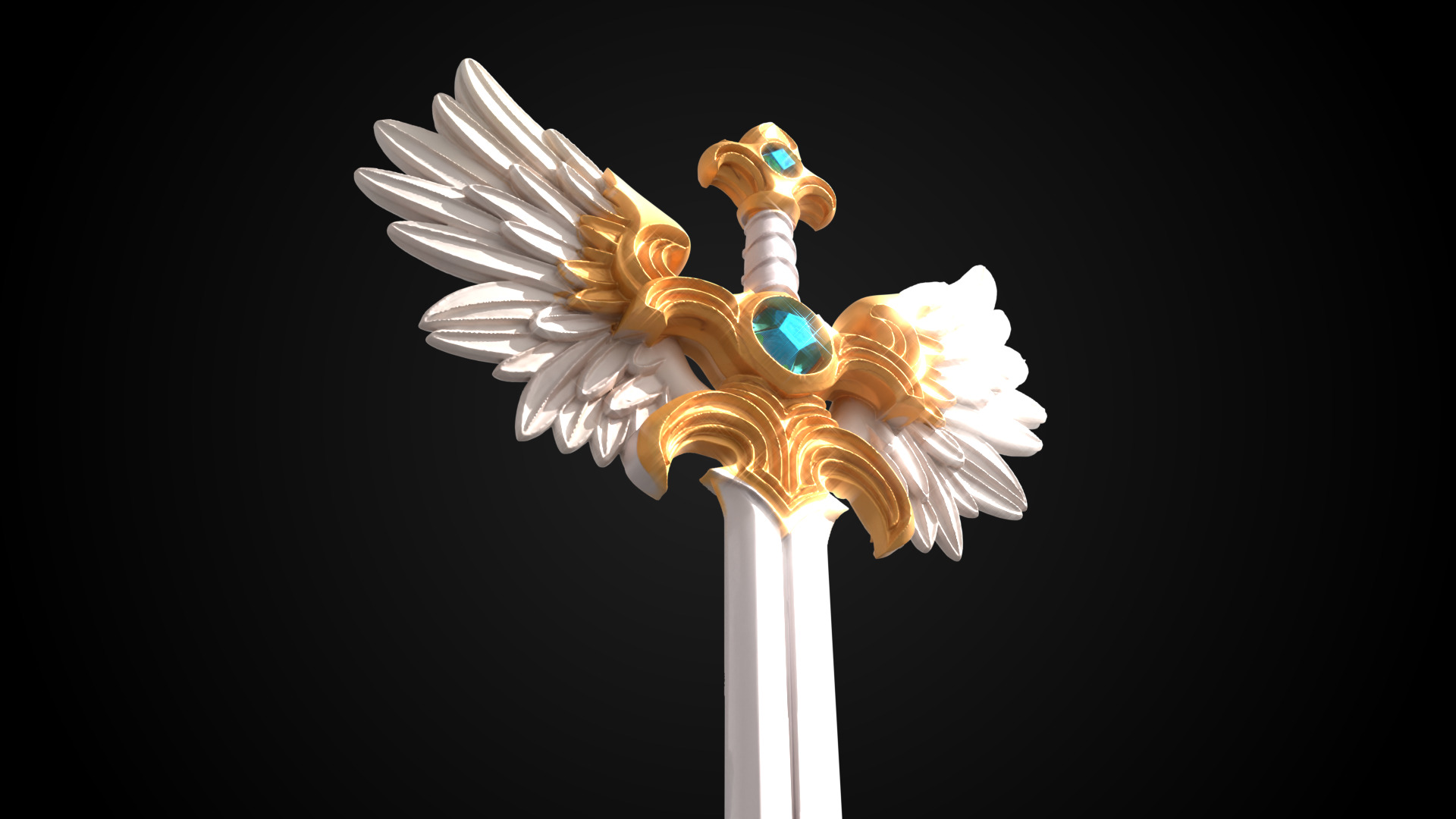 Stylized Sword - Paladin Sword Aegis Talon - Game Ready 3D model_9