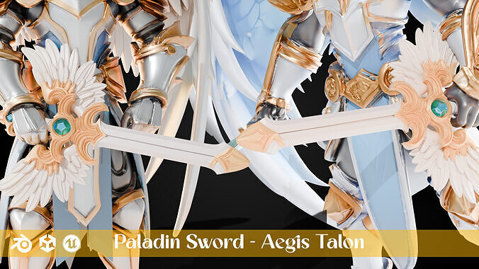 Stylized Sword - Paladin Sword Aegis Talon - Game Ready 3D model